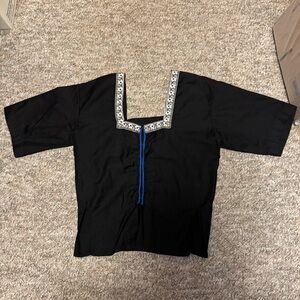 Vintage Women’s 70’s Black Square Neck Tunic